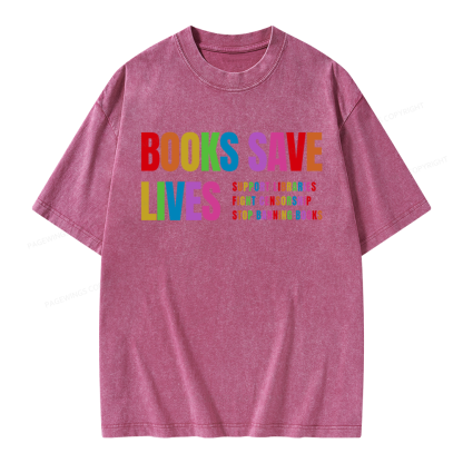 Pagewings Books Save Lives Unisex Washed T-shirt