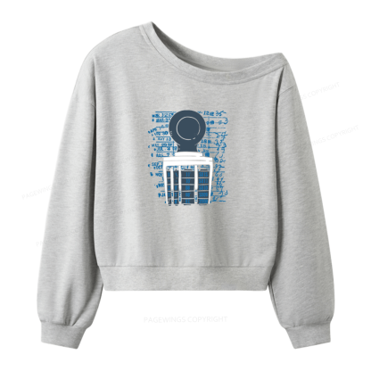Pagewings Books Library Stamp 16436 Bookish Women Off Shoulder Sweatshirt