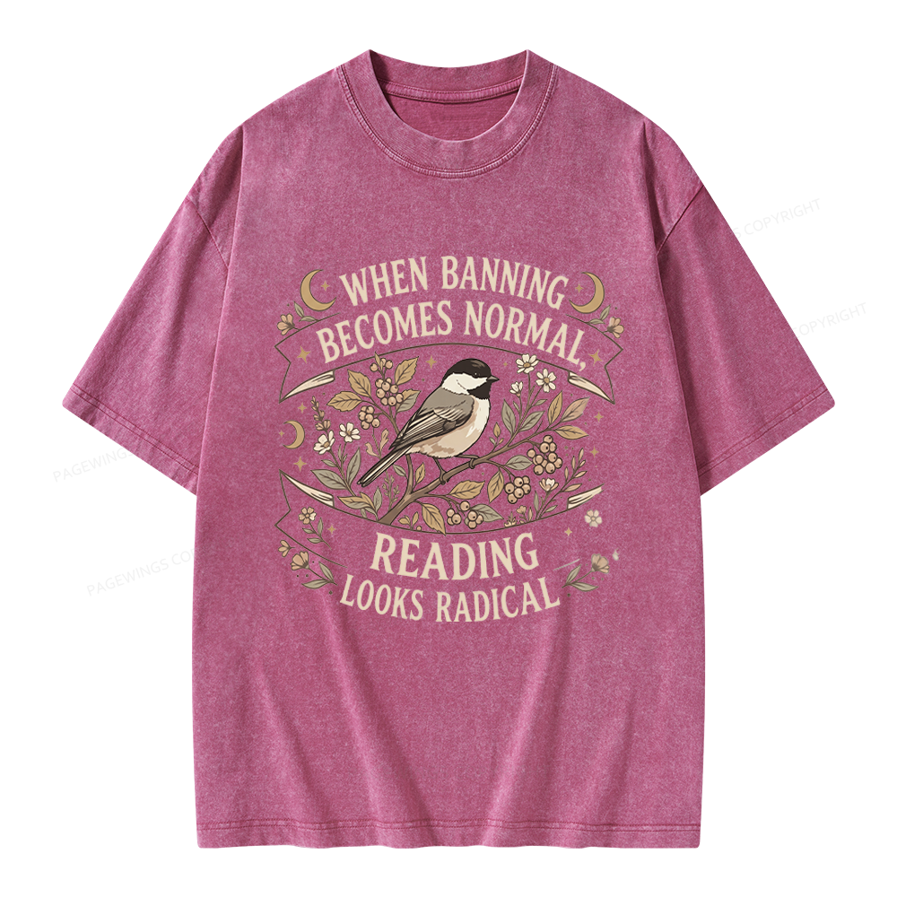 Pagewings Reading Looks Radical Unisex Washed T-shirt