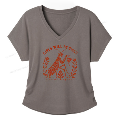 Pagewing Girls Will Be Girls16300 Soft Women's Modal V-neck T-shirt