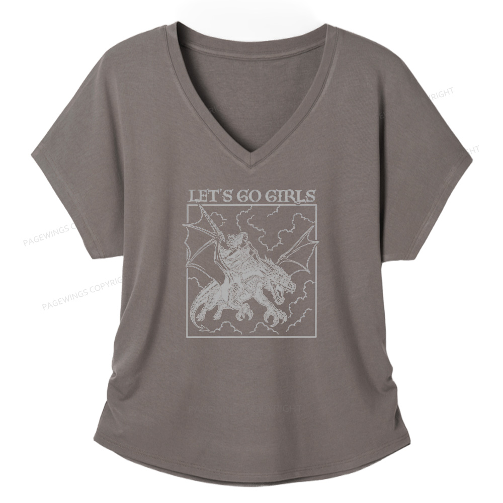 Pagewing Let's Go Girls16145 Soft Women's Modal V-neck T-shirt