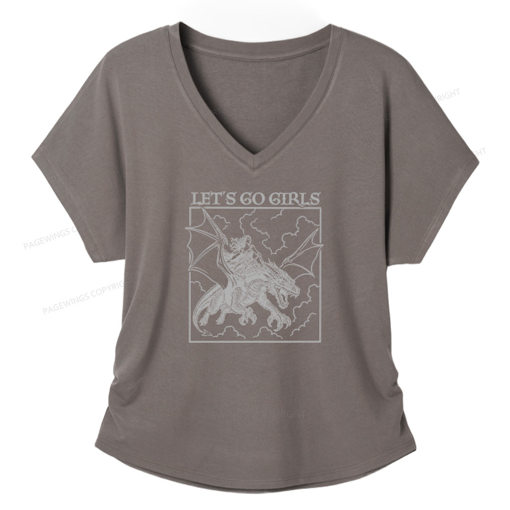Pagewing Let's Go Girls16145 Soft Women's Modal V-neck T-shirt