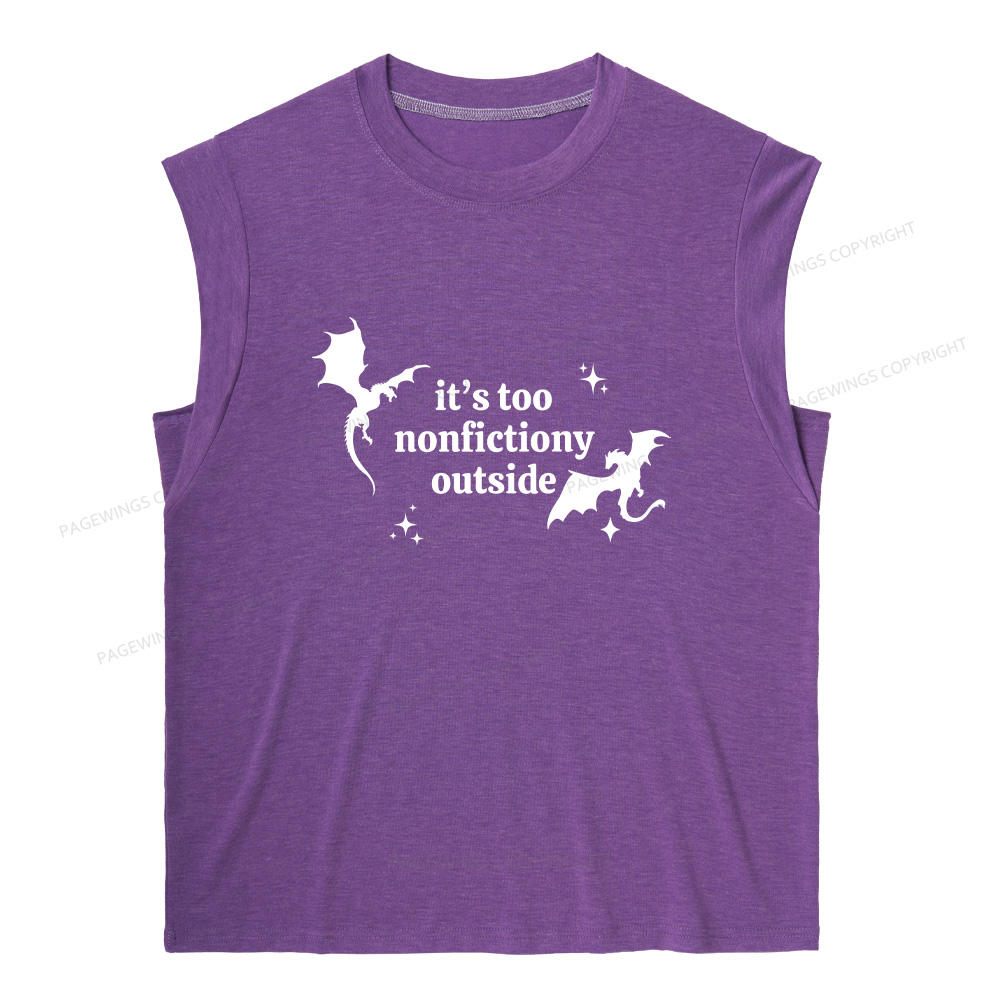 Pagewings It’s Too Nonfictiony Outside13383 Bookish Women's Heather Tank Top