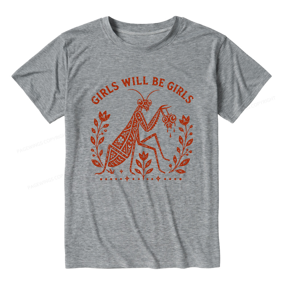 Pagewing Girls Will Be Girls16300 Bookish Unisex Heather T-Shirt