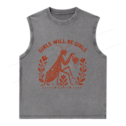 Pagewing Girls Will Be Girls16300 Bookish Unisex Washed Tank Top