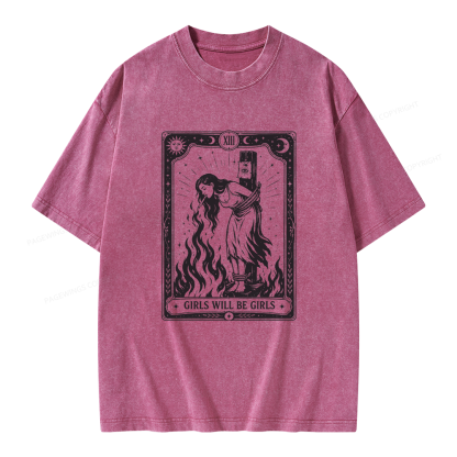 Pagewings Girls Will Be Girls Unisex Washed T-shirt