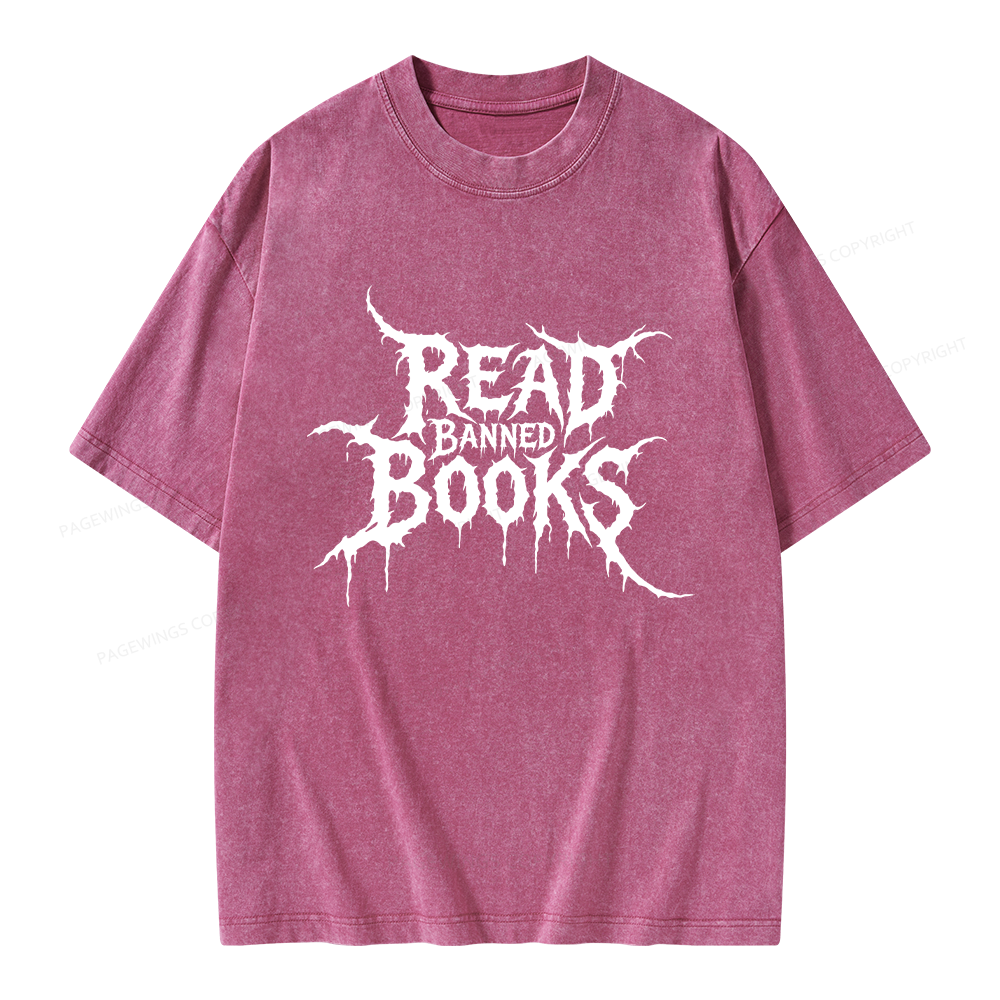 Pagewings Read Banned Books Unisex Washed T-shirt