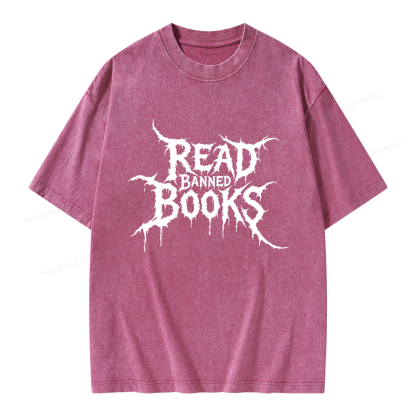 Pagewings Read Banned Books Unisex Washed T-shirt