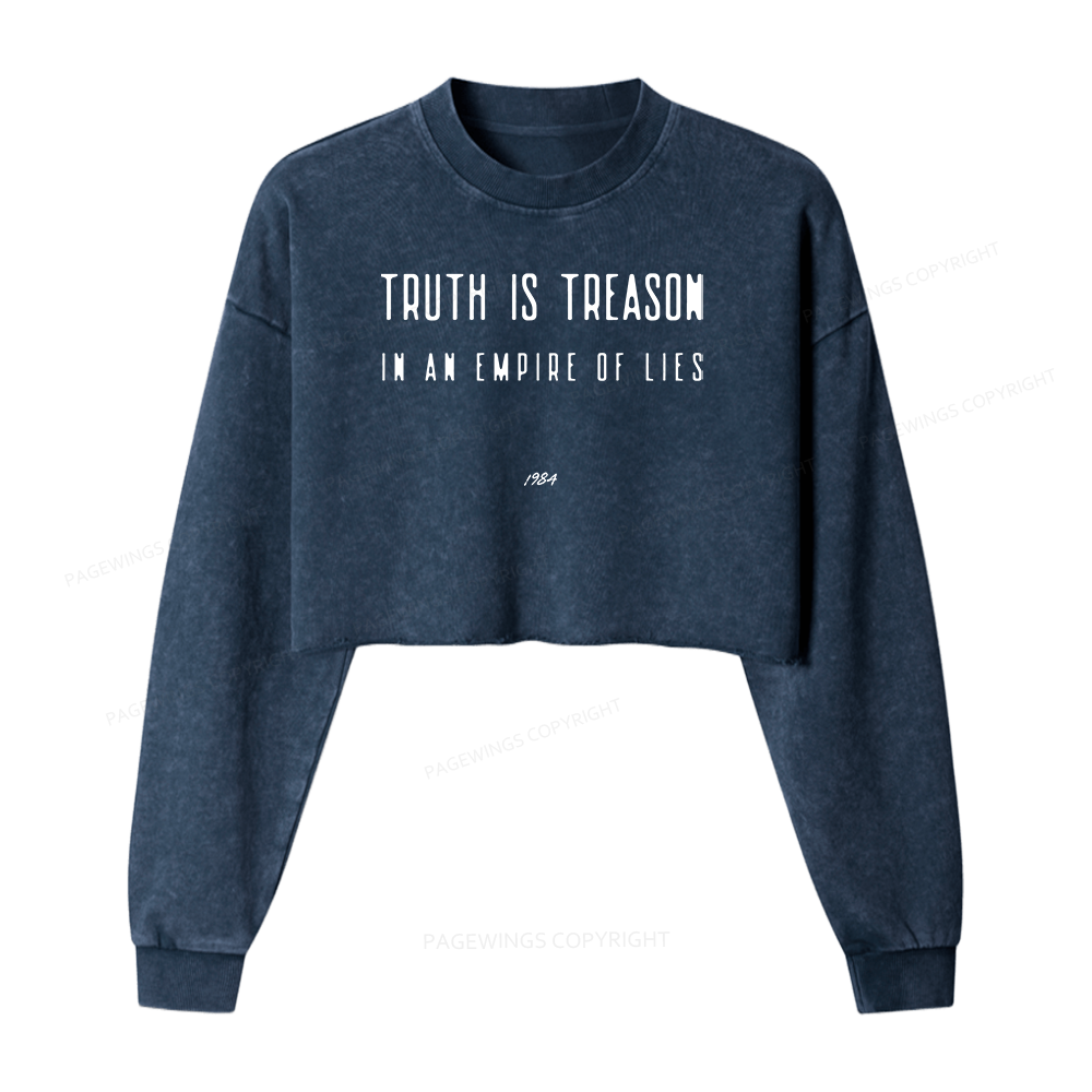 Pagewings Dystopian Book Lover 16415 Bookish Washed Crop Sweatshirt