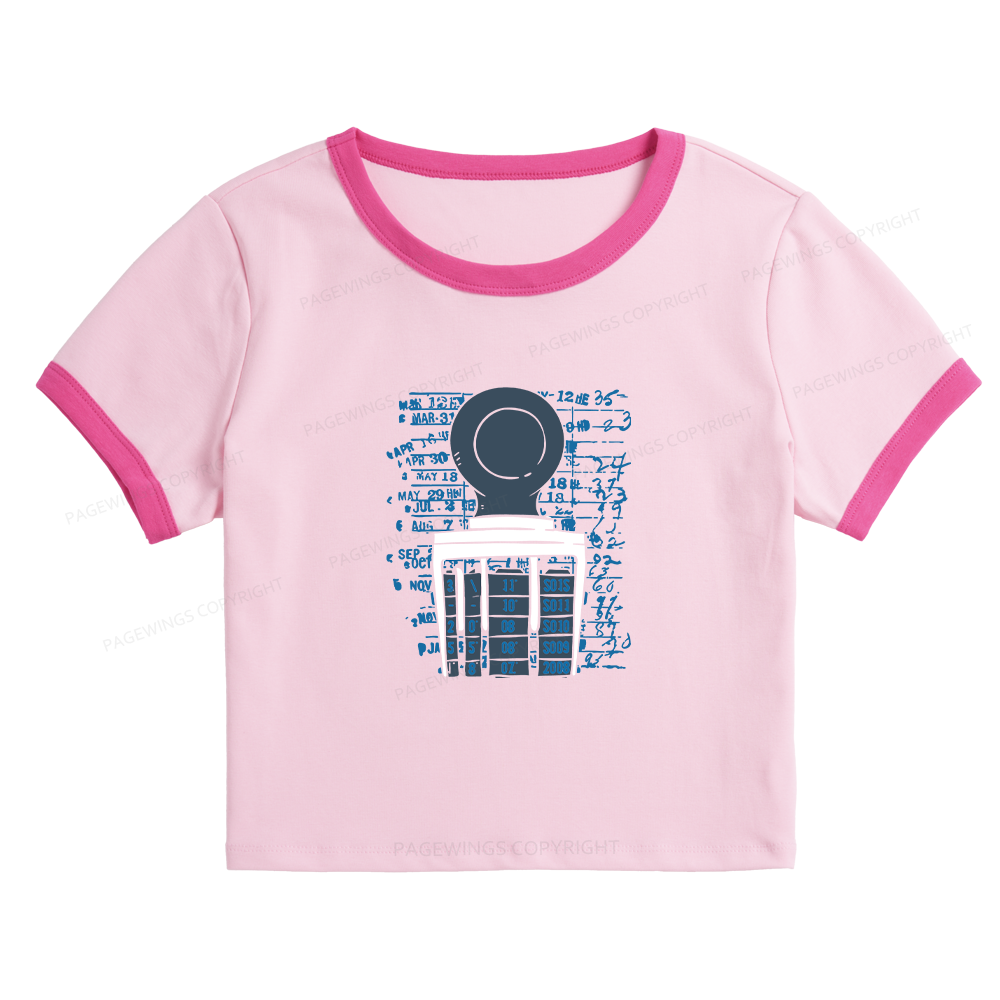 Pagewings Books Library Stamp16436 Baby Tee Cropped Ringer T-Shirt