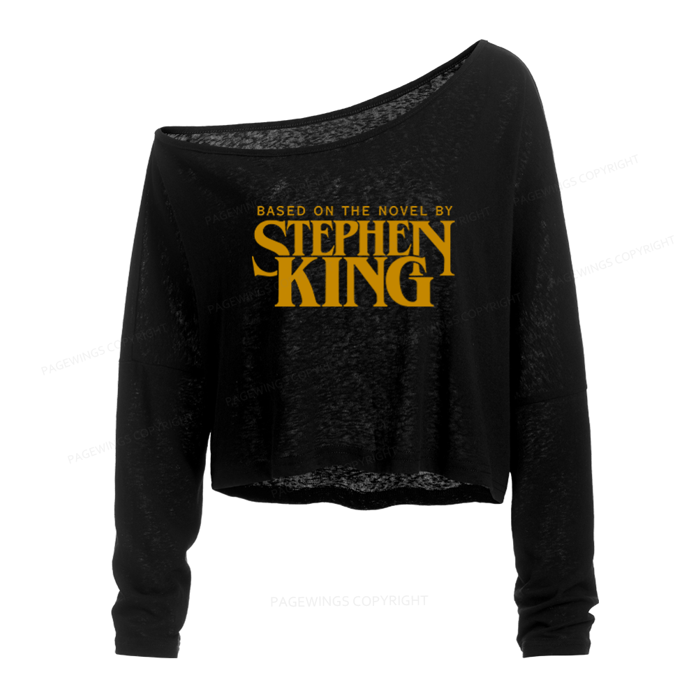 Pagewings Based On A Novel Slouchy Long Sleeve Off Shoulder T-shirts