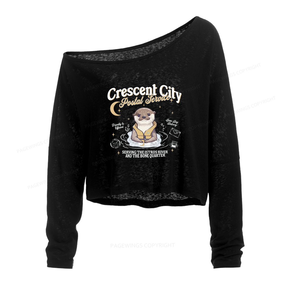 Pagewings Fantasy Book Lover Slouchy Long Sleeve Off Shoulder T-shirts