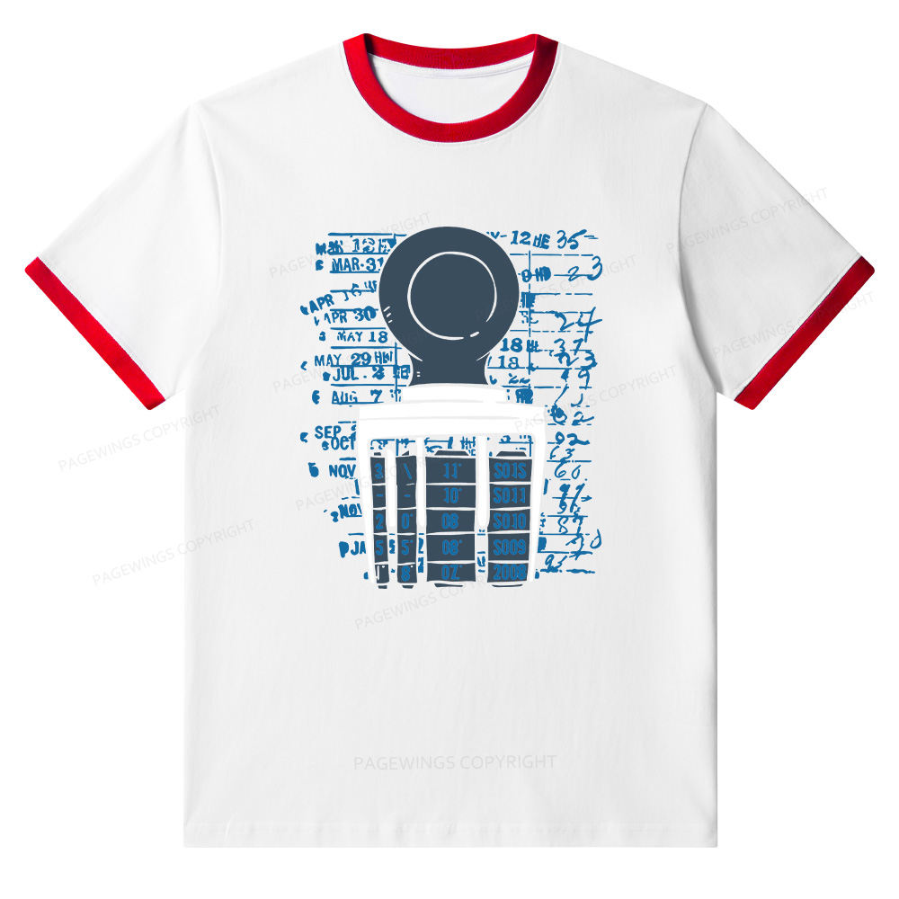 Pagewings Books Library Stamp Unisex Ringer T-Shirt 