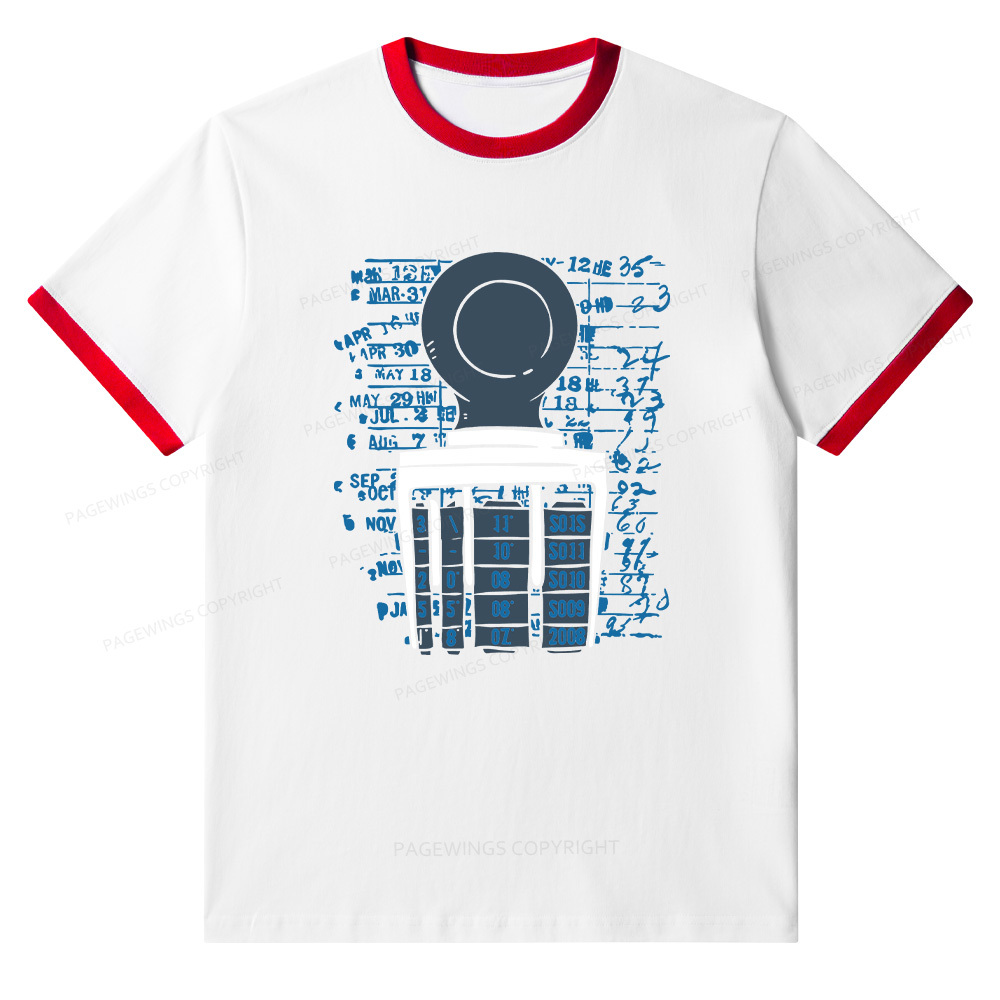 Pagewings Books Library Stamp Unisex Ringer T-Shirt 