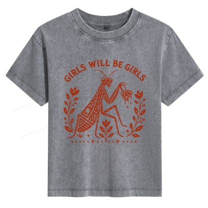 Pagewing Girls Will Be Girls Bookish Women's Washed T-shirt