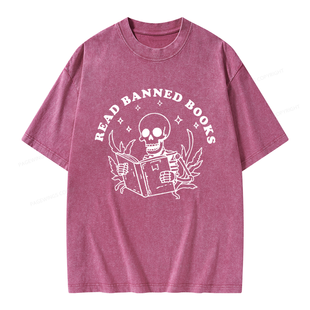Pagewings Read Banned Books Unisex Washed T-shirt