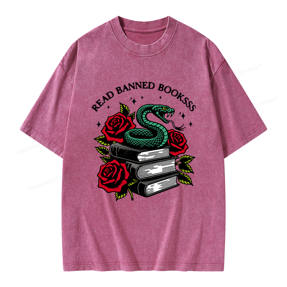 Pagewings Read Banned Books Unisex Washed T-shirt