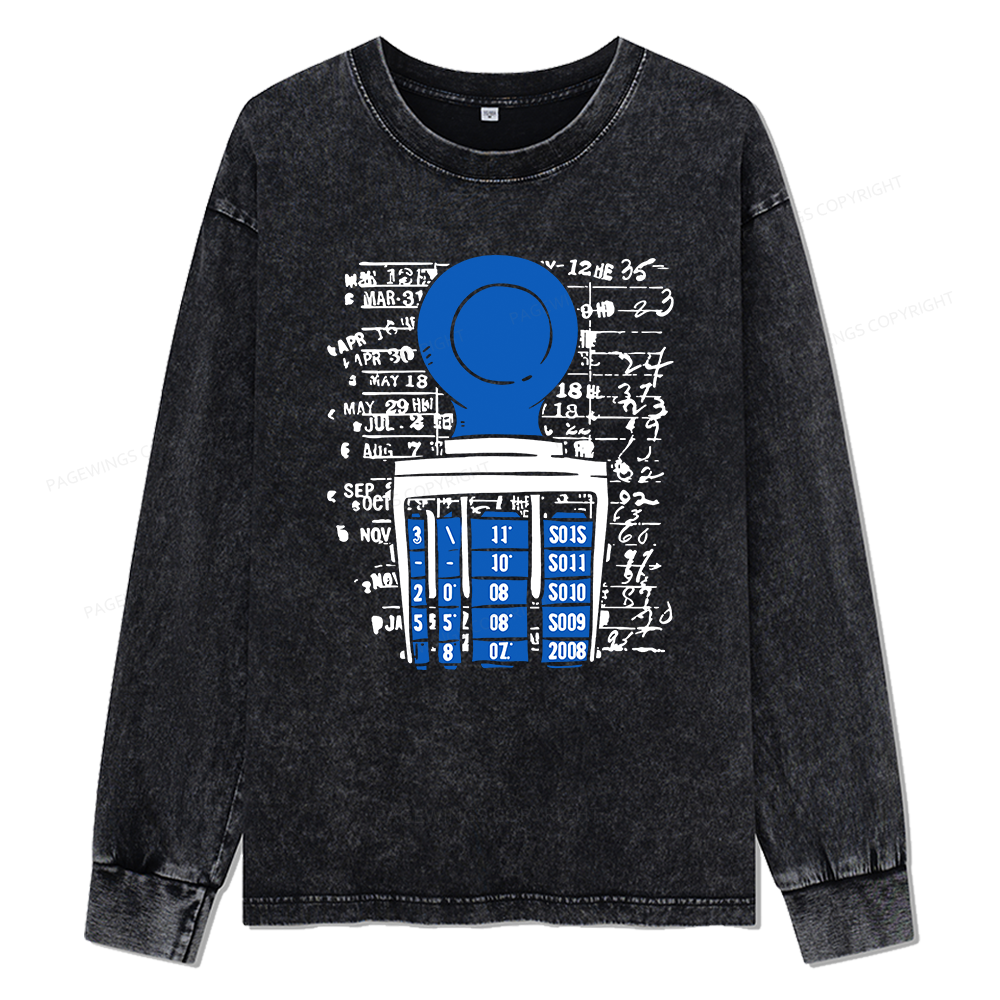 Pagewings Books Library Stamp Unisex Washed Long Sleeve T-shirt