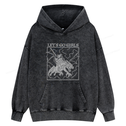 Pagewings Retro Dragon Rider Unisex Washed Hoodie