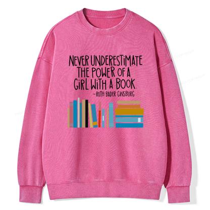 Pagewings Ruth Bader Ginsburg Girl with a Book Unisex Washed Sweatshirt