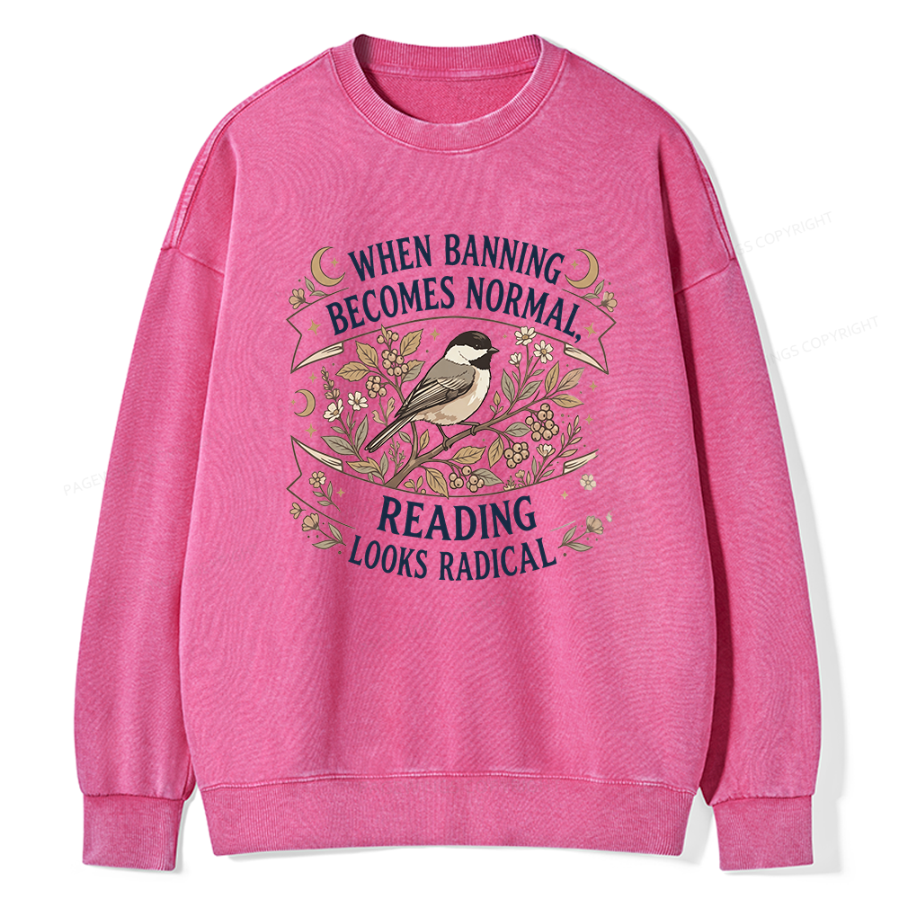 Pagewings Reading Looks Radical Unisex Washed Sweatshirt