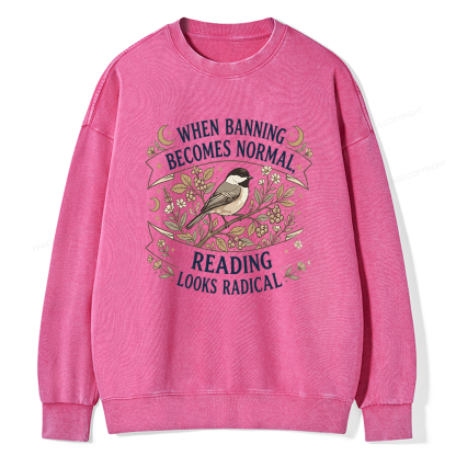 Pagewings Reading Looks Radical Unisex Washed Sweatshirt