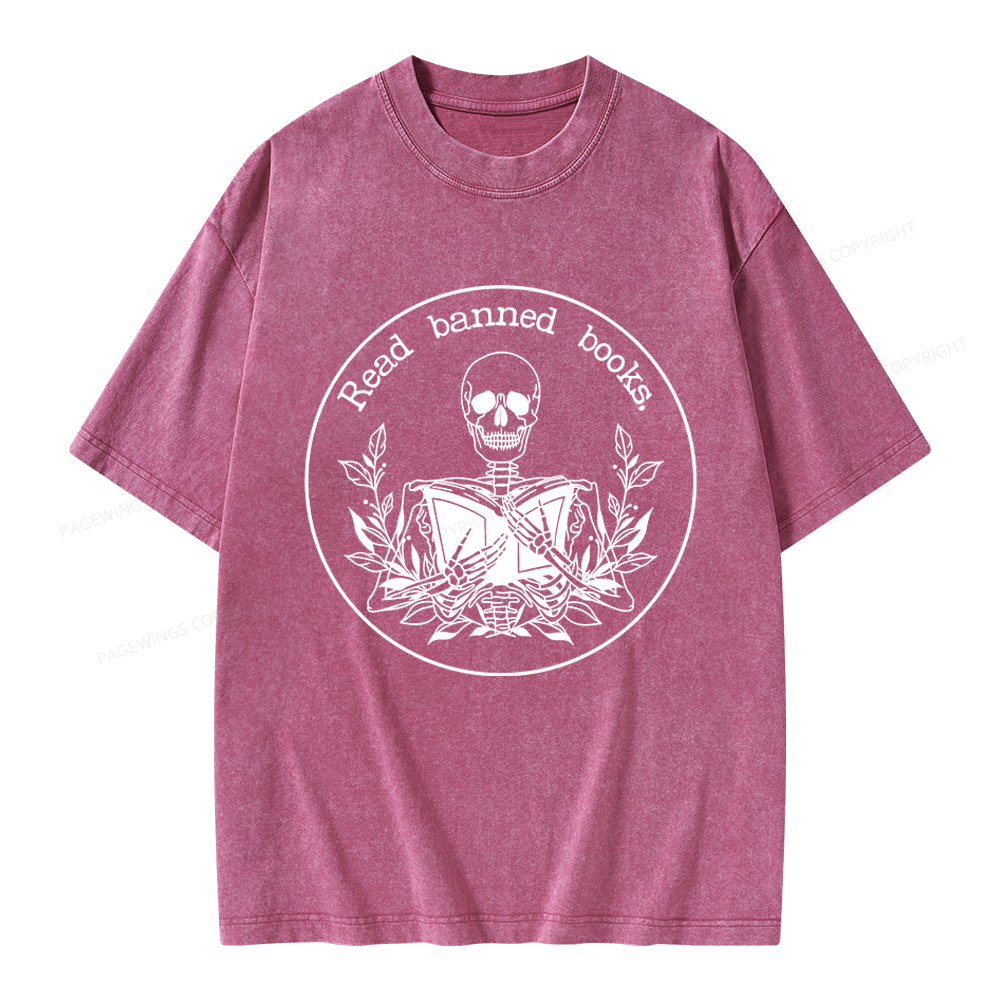 Pagewings Read Banned Books Unisex Washed T-shirt