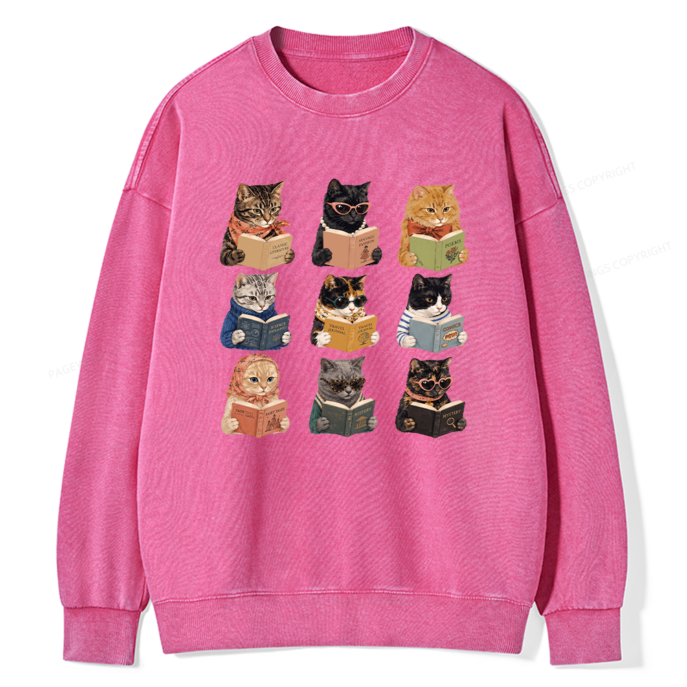 Pagewings Fashion Book Lover Unisex Washed Sweatshirt