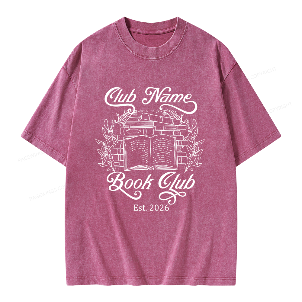 Pagewings Personalized Book Club Unisex Washed T-shirt