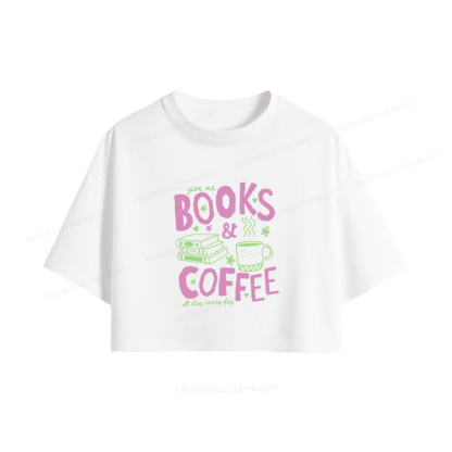 Pagewings Books and Coffee Women Crop Tops