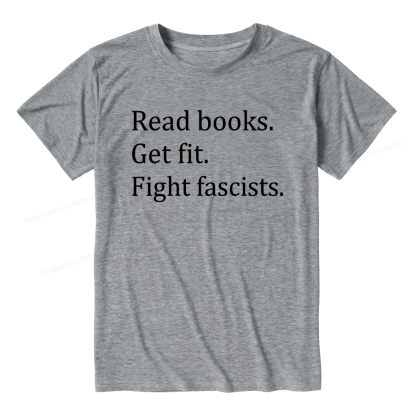 Pagewings Read Books Get Fit Fight Fascists Bookish Unisex Heather T-Shirt