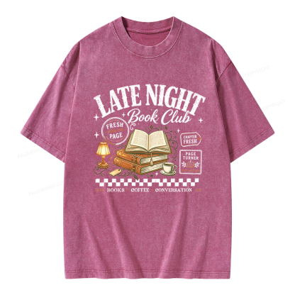Pagewings Late Night Book Club Unisex Washed T-shirt