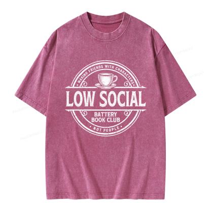Pagewing Anti Social Book Club Unisex Washed T-shirt