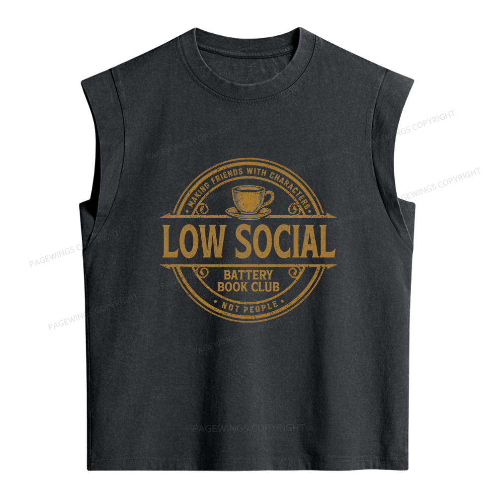 Pagewing Anti Social Book Club Women's Washed Tank Top