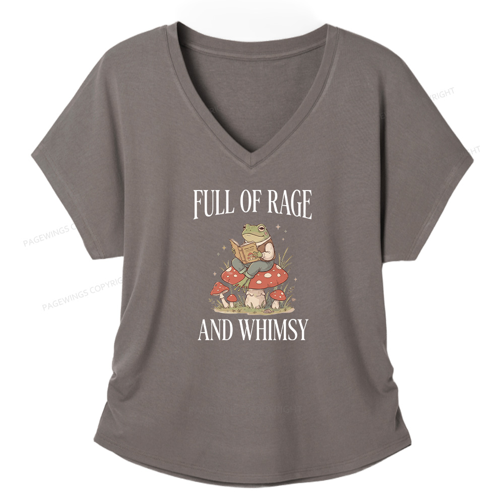 Pagewings Full of Rage and Whimsy  Soft Women's Modal V-neck T-shirt  