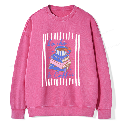 Pagewings Books and Coffee Unisex Washed Sweatshirt