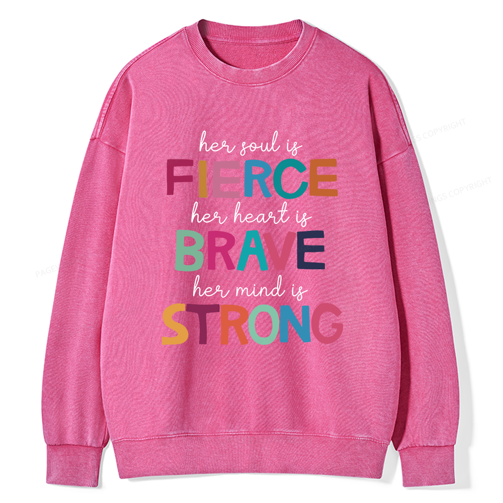 Pagewings Her Soul Is Fierce Unisex Washed Sweatshirt