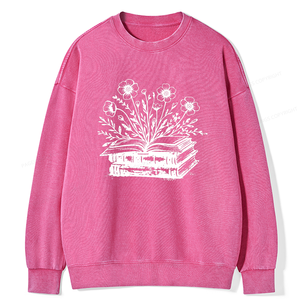 Pagewings Vintage Book Unisex Washed Sweatshirt