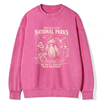 Pagewings Protect Our National Parks Unisex Washed Sweatshirt