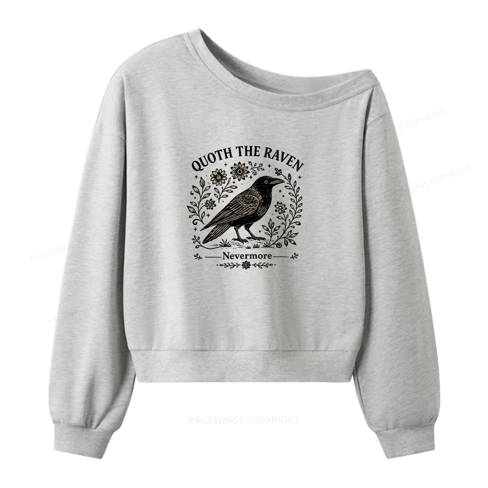 Pagewings Nevermore Bookish Women Off Shoulder Sweatshirt