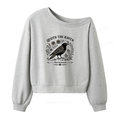 Pagewings Nevermore Bookish Women Off Shoulder Sweatshirt