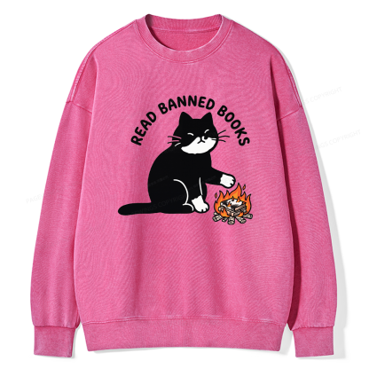 Pagewings Read Banned Books Unisex Washed Sweatshirt