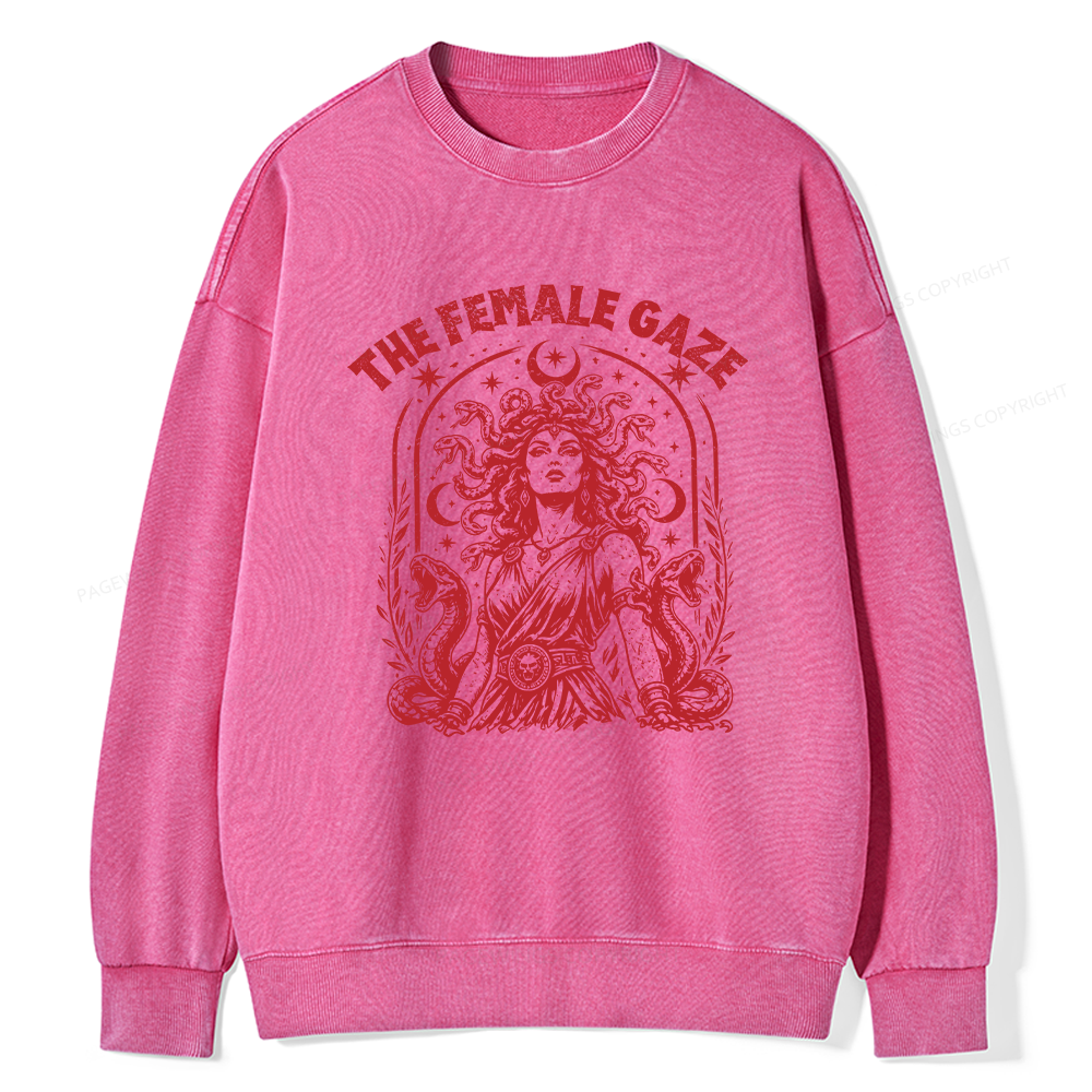 Pagewings Vintage Medusa Feminist Unisex Washed Sweatshirt