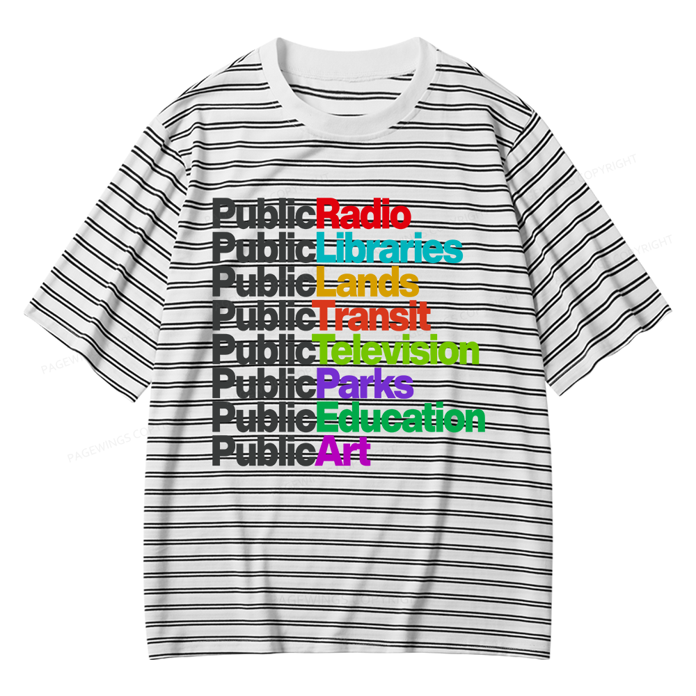 Pagewings Public Libraries Unisex Striped T-Shirt