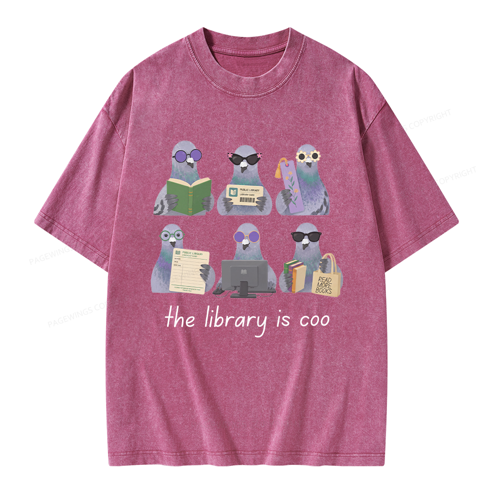 Pagewings Librarian Pigeon Unisex Washed T-shirt