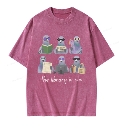 Pagewings Librarian Pigeon Unisex Washed T-shirt