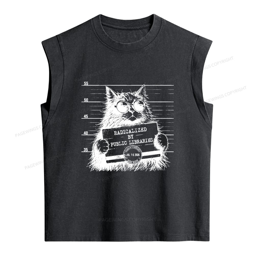 Pagewings Radicalized By Public Libraries Women's Washed Tank Top