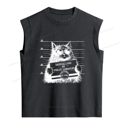 Pagewings Radicalized By Public Libraries Women's Washed Tank Top