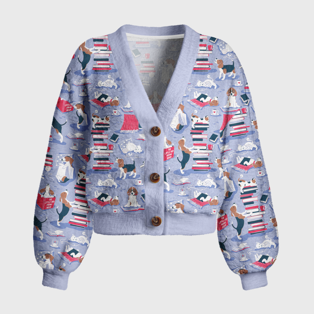 Pagewings Reading Dog Women's Cardigan Sweater