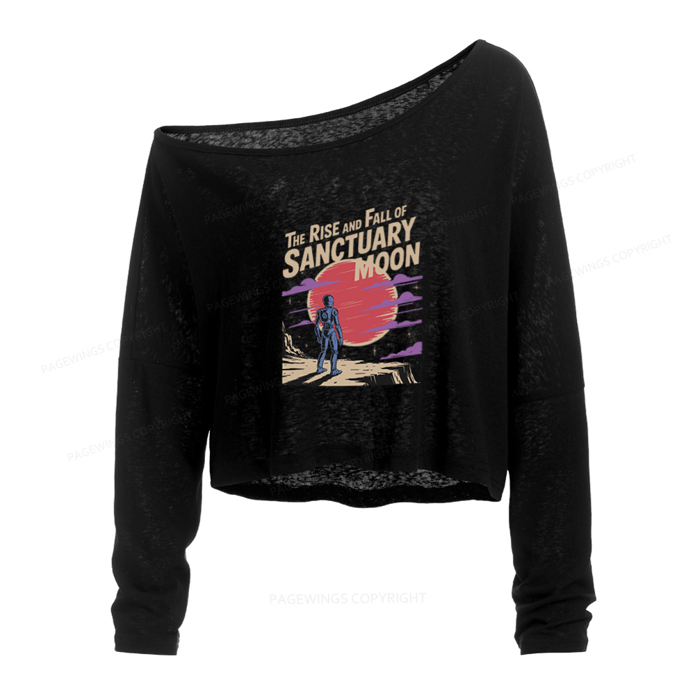 Pagewings The Rise and Fall of Sanctuary Moon Slouchy Long Sleeve Off Shoulder T-shirt